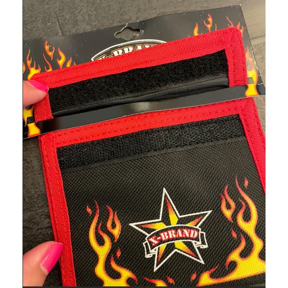 NEW-Mens/Boys Tri Fold Wallet -X-Brand Extreme Wallet -Fire Flames Velcro - Picture 4 of 9